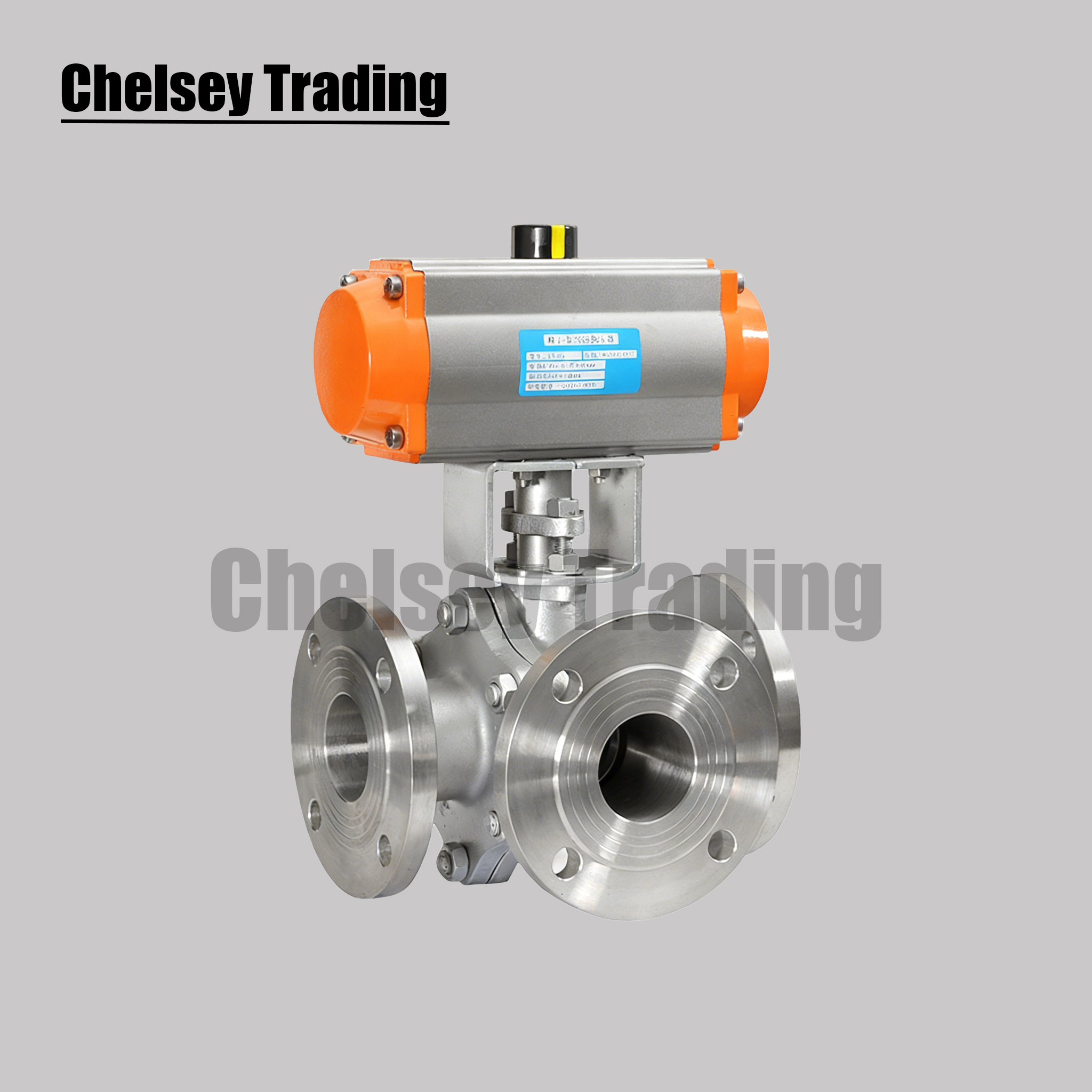 Stainless Steel 3-Way Pneumatic Ball Valve
